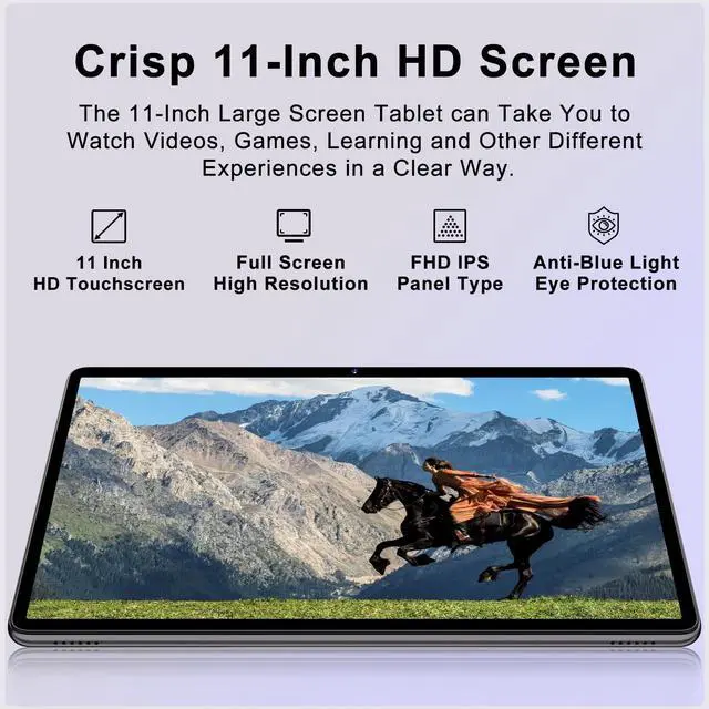 Alt view image 5 of 5 - 2025 Lastest 11 inch Tablet, Android 14 Tablets with 24GB RAM+256GB ROM(2TB TF), Octa-Core 2.0GHz, 8000mAh Battery, (13+5)MP Camera, Supports Widevine L1, 5G WIFI, GPS, BT5.0, Tablet with Case -Gray