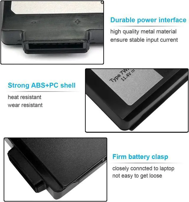 Alt view image 3 of 5 - 51Wh Type 7WNW1 11.4V Laptop Battery Replacement for Dell Latitude 14 5424 Rugged, Latitude 5420 Rugged, Latitude 7424 Rugged Extreme P85G P85G001 P86G P86G001 451-BCHV DMF8C GK3D3 6NNCF DP3KF DMF0C