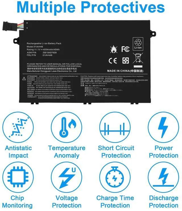 Alt view image 4 of 5 - Fancy Buying 01AV445 01AV448 L17L3P51 Battery for Lenovo ThinkPad E480 E490 E485 E495 E580 E585 E590 E595 E14 E15 Series SB10K97606 SB10K97608 01AV447 L17C3P51 L17M3P52 L17M3P51 SB10K97609