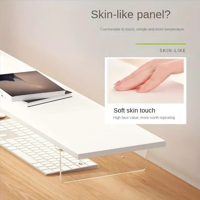 Alt view image 5 of 5 - Monitor Stand Riser, Adjustable Height Computer Stand, Wooden, Acrylic Monitor Stand with LED Light Perfect Desktop Stands Organizer for Laptop Computer/TV/PC/Printers (White, 7.88x31.5in)