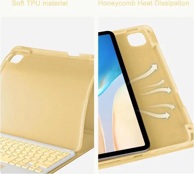 Alt view image 5 of 5 - Eisuiyi Keyboard Case for iPad Pro11 1st/2nd/3rd/4th gen, Compatible with iPad Air 11" (M3/M2) /iPad Air5/Air4, Detachable Touchpad BT Keyboard, Magentic Protective Cover with Pencil Holder, Yellow