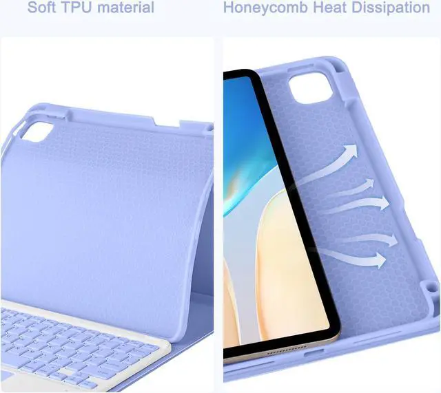 Alt view image 5 of 5 - Eisuiyi Keyboard Case for iPad Pro11 1st/2nd/3rd/4th gen, Compatible with iPad Air 11" (M3/M2) /iPad Air5/Air4, Detachable Touchpad BT Keyboard, Magentic Protective Cover with Pencil Holder, Purple