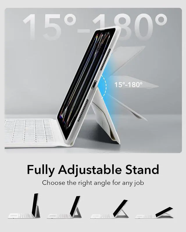 Alt view image 4 of 5 - ESR Ascend for iPad Pro 11 Inch 2024(M4), iPad Pro 11(5th Gen) Keyboard Case with Trackpad, Magnetic Detachable Keyboard with Backlit Keys, Fully Landscape Stand, White