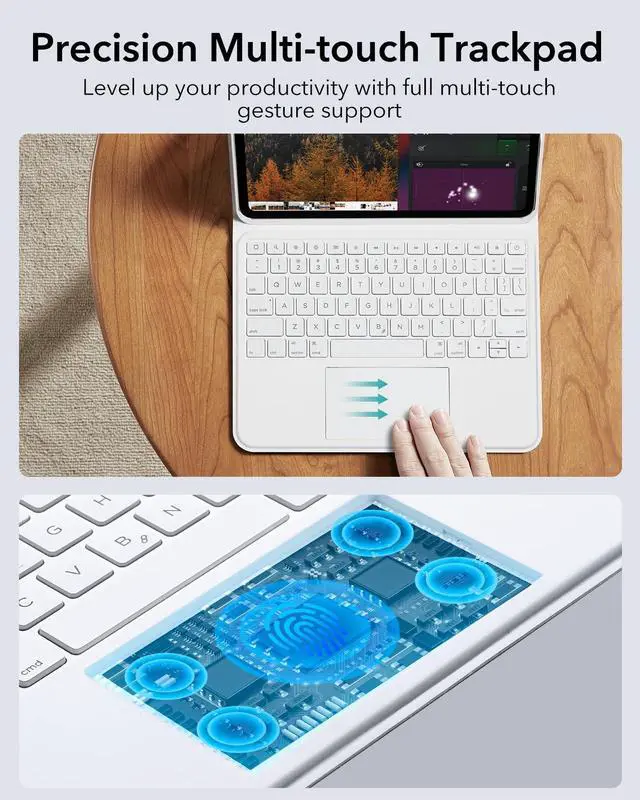 Alt view image 5 of 5 - ESR Ascend for iPad Pro 11 Inch 2024(M4), iPad Pro 11(5th Gen) Keyboard Case with Trackpad, Magnetic Detachable Keyboard with Backlit Keys, Fully Landscape Stand, White