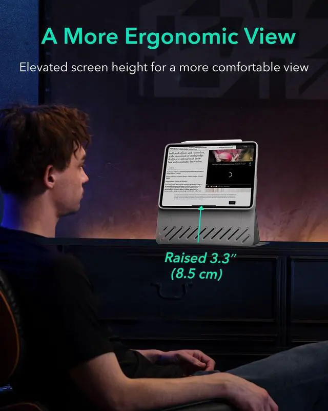 Alt view image 5 of 5 - ESR for iPad Pro 11 Inch Case (2022/2021/2020/2018, 4th/3rd/2nd/1st Generation), Removable Magnetic Cover, Adjustable Portrait/Landscape Stand with Raised Display View, 9 Standing Angles, Grey