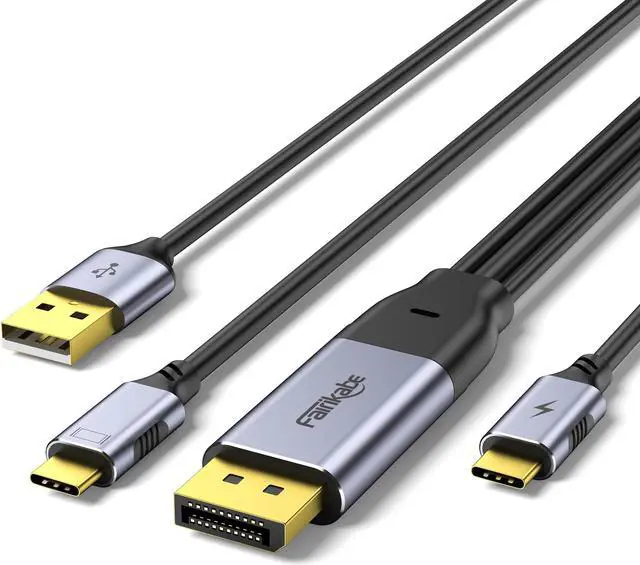 Main image of fairikabe DisplayPort to USB C Cable 10FT 4K@60Hz, Unidirectional DisplayPort Source to USB C Monitor Display for Studio Display, Portable Monitor Touchscreen, USB C Monitor etc.