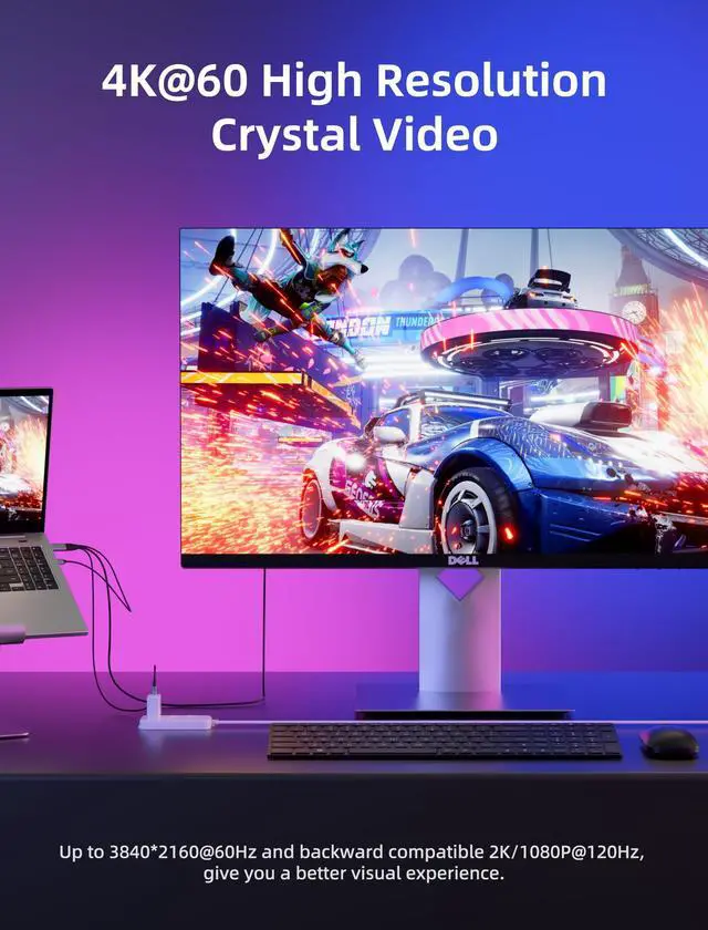 Alt view image 3 of 5 - fairikabe DisplayPort to USB C Cable 10FT 4K@60Hz, Unidirectional DisplayPort Source to USB C Monitor Display for Studio Display, Portable Monitor Touchscreen, USB C Monitor etc.