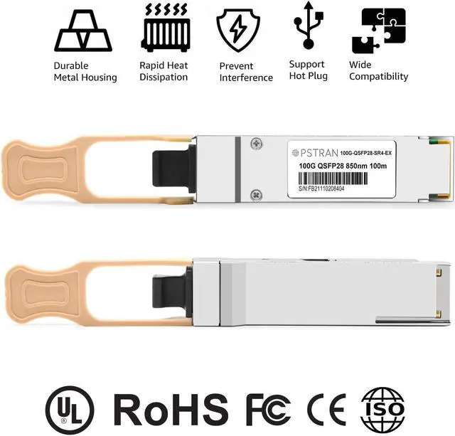 Alt view image 3 of 5 - OPSTRAN 100GBASE-SR4 QSFP28 Optical Transceiver Module Compatible with Extreme 10401 100G QSFP28 SR4 850nm 100m DDM MTP/MPO-12 MMF