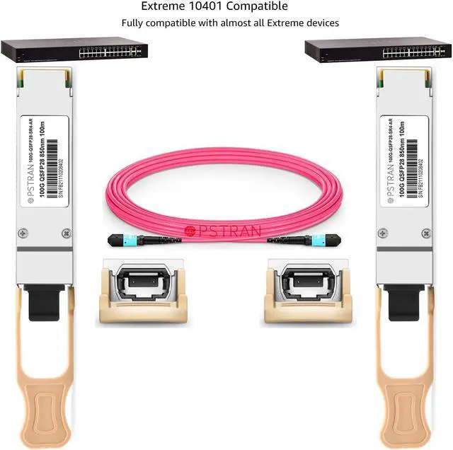 Alt view image 4 of 5 - OPSTRAN 100GBASE-SR4 QSFP28 Optical Transceiver Module Compatible with Extreme 10401 100G QSFP28 SR4 850nm 100m DDM MTP/MPO-12 MMF