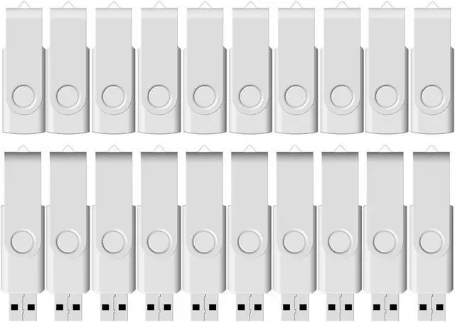 Main image of USB Flash Drive 4GB 20 Pack FEWINA USB 2.0 Flash Drives Bulk 4 GB Thumb Drive Swivel Memory Stick Jump Drive Pen Drive for Storage and Backup White Color 20PCS 4GB