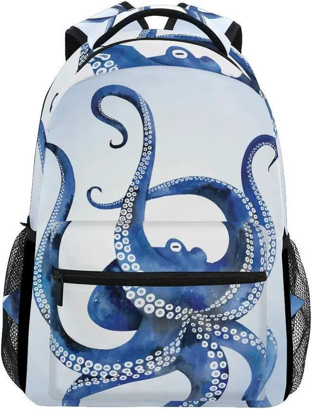 Main image of ALAZA Blue Marine Kraken Octopus Large Backpack for Kids Boys Girls Student Laptop iPad Tablet Travel School Bag w/Multiple Pockets for Men Women College
