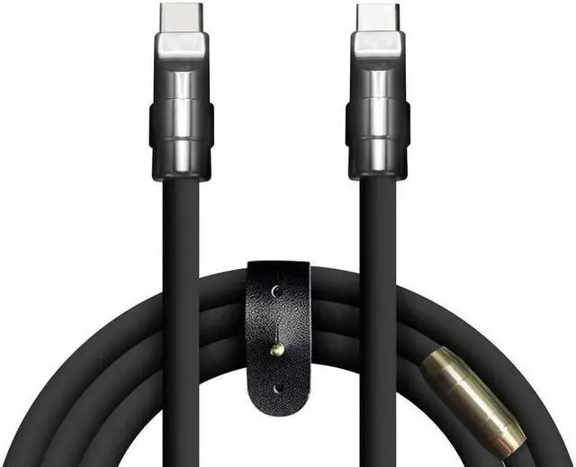 Main image of GentsStride Black Chubby - Special Black Samurai Edition Durable Fast Charging Cable 240W USB Type-C Cables Ultra-Thick Silicone Phones Tablets Cord, Gold Plus, Type C to Type C, 19.6FT