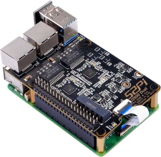 Alt view image 3 of 5 - GeeekPi U2500 M.2 NVME Dual USB3.0 to 2.5G Ethernet Adapter for Raspberry pi 5, Support M.2 NVMe M-Key 2230/2242 SSD