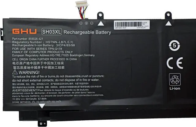 Alt view image 2 of 5 - GHU Premium 57.9Wh SH03XL Battery, UL Tested Compatible with HP 859026-421 Battery, 859356-855, Reuse 500+ Times, Fast Charging, Last Long