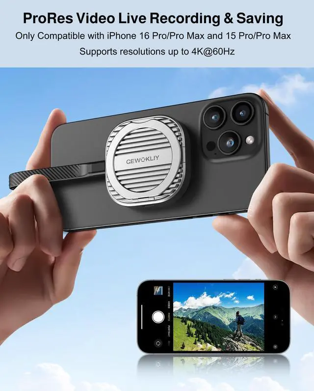 Alt view image 3 of 5 - GEWOKLIY Magnetic M.2 2230 NVMe SSD Enclosure, Potable NVMe 2230 Enclosure SSD for iPhone16 Pro ProRes, Aluminum Case with 100W PD Charge, USB C 3.2 Gen2 10Gbps up to 2TB, M & B+M Key (CMC02-S)