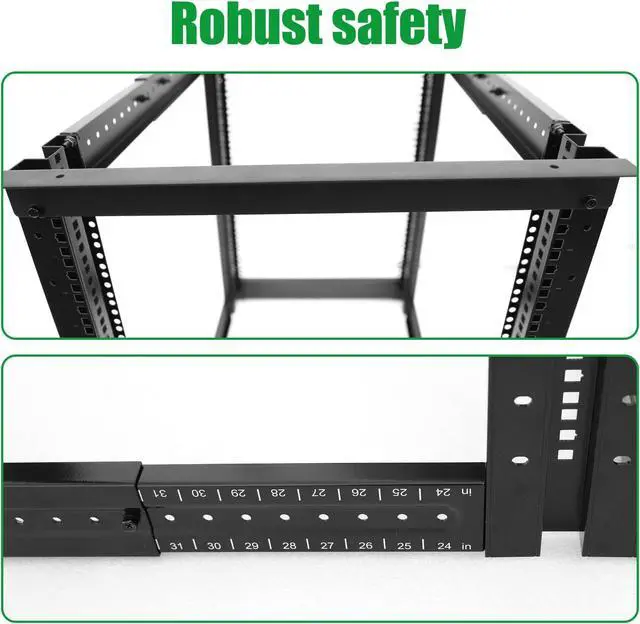 Alt view image 5 of 5 - 4-Post 42U Open Frame Server Rack for 19" IT Network Equipment & A/V Devices22"-34" Adjustable DepthHeavy Duty Free Standing Rack for Servers & AV Gear 4POST-N42U