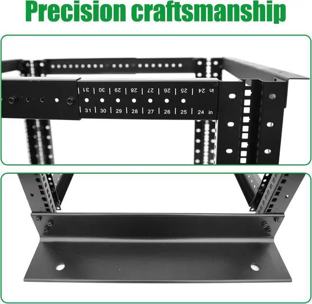 Alt view image 4 of 5 - 4-Post 42U Open Frame Server Rack for 19" IT Network Equipment & A/V Devices22"-34" Adjustable DepthHeavy Duty Free Standing Rack for Servers & AV Gear 4POST-N42U