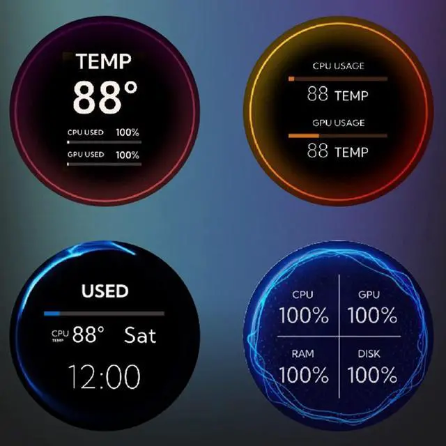 Alt view image 5 of 5 - 2.1 Inch Round Computer Temp Monitor, USB Mini Screen for AIDA64, CPU HDD Data External Expansion Display for Windows for Linux