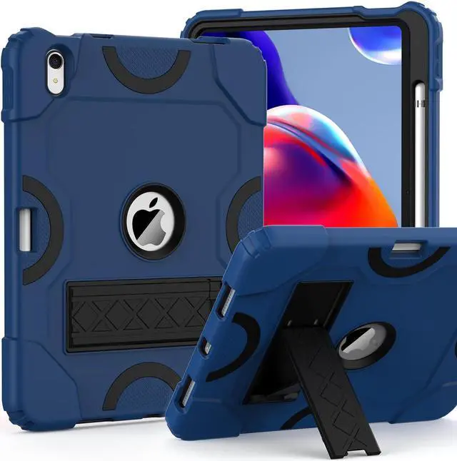 Main image of Grifobes for iPad 10th Generation Case 10.9 inch 2022, iPad 10th Case with Pencil Holder Heavy Duty Shockproof Rugged Protective Cover with Kickstand for Kids Men, Navy Blue