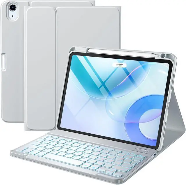 Main image of Harvopu Compatible with iPad Air 11-inch/ 10.9" Air 5th 4th Generation Case with Keyboard - Backlit Detachable, Folio Cover with Pencil Holder for iPad Air 11 Inch M3/M2, Air 5/ Air 4 (Gray)