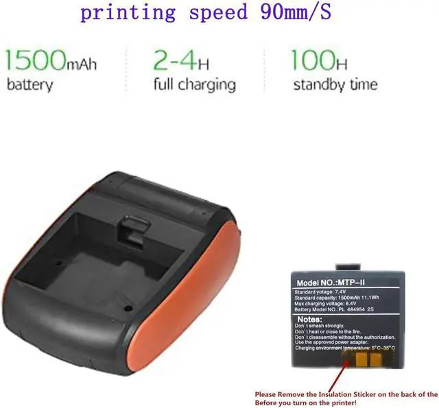Alt view image 3 of 5 - bluetooth thermal receipt printer 58mm,wireless portable mini pocket invoice bill ticket pos printer for small business, compatible with android/WINDOWS/LINUX,NOT for ios/MAC/ipad(blue color)