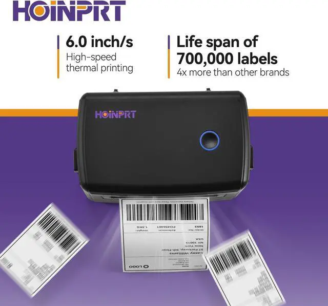 Alt view image 4 of 5 - HOINPRT Thermal Label Printer - Thermal Shipping Label Printer - 4 x 6 Label Printer for Small Business, (Black)