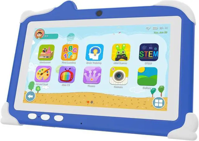 Main image of HOTTABLET Kids Tablet, 7" Android 12 Tablet for Kids, 4GB RAM 32GB ROM Tablet with Case, 1.6Ghz Quad-core Processor Tablet, 3000mAh Battery, FHD Display, 5MP Camera,Parental Control Tablet, Blue