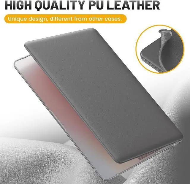 Alt view image 4 of 5 - HXCASEAC Case Compatible with MacBook Air 13 inch Case 2020 2018 with Foldable Stand, Anti-Scratching Protective Hard Shell Cover for A2337, A2179, A1932 PU Leather, Gray