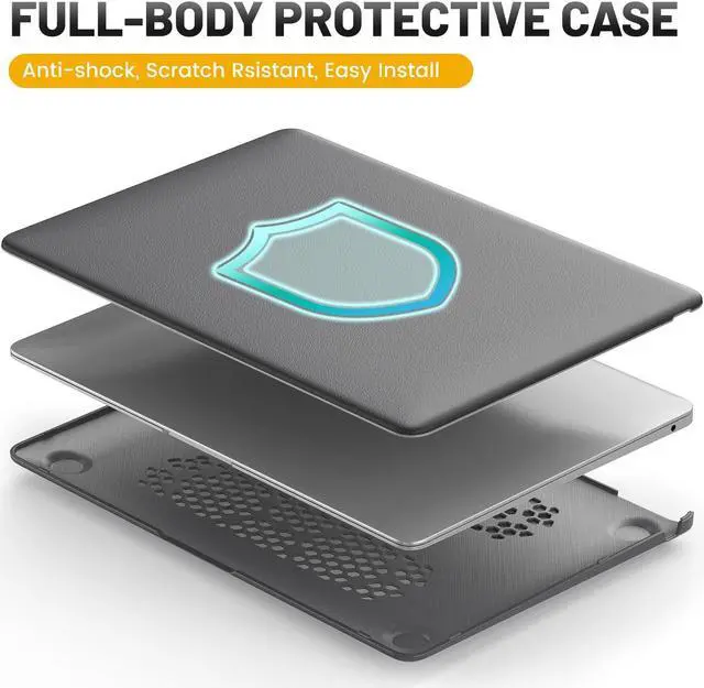 Alt view image 3 of 5 - HXCASEAC Case Compatible with MacBook Air 13 inch Case 2020 2018 with Foldable Stand, Anti-Scratching Protective Hard Shell Cover for A2337, A2179, A1932 PU Leather, Gray