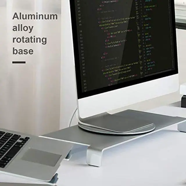 Alt view image 4 of 5 - Silver Aluminum Alloy Computer Screen Monitor Turntable StandRotating Swivel Base, 360deg Rotation Monitor Swivel Base for iMac Disply Rotating Mount Office Supplies