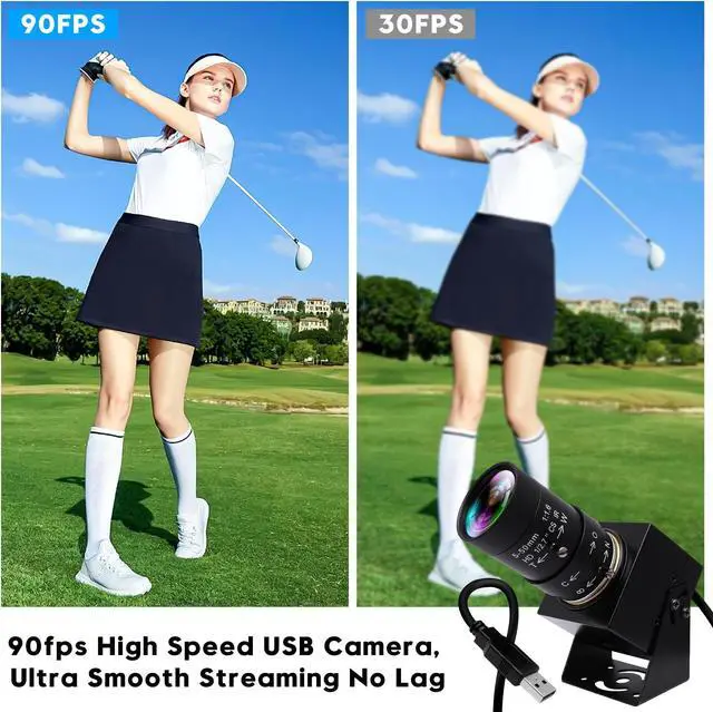 Alt view image 3 of 5 - IFWATER Global Shutter USB Camera 90fps High Speed USB Camera with 5-50mm 10X Manual Zoom Varifocal Lens Close Up 1200P Goft Swing USB Camera Plug and Play for Jetson Nano Laptop Raspberry Pi Mac OS
