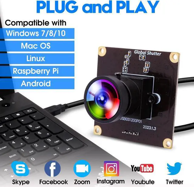 Alt view image 5 of 5 - IFWATER Global Shutter USB Camera 90fps High Speed Cam Module 120 Degree No Distortion Lens 1200P Golf Swing Industrial Embedded for Computer Jetson Nano Laptop Raspberry Pi