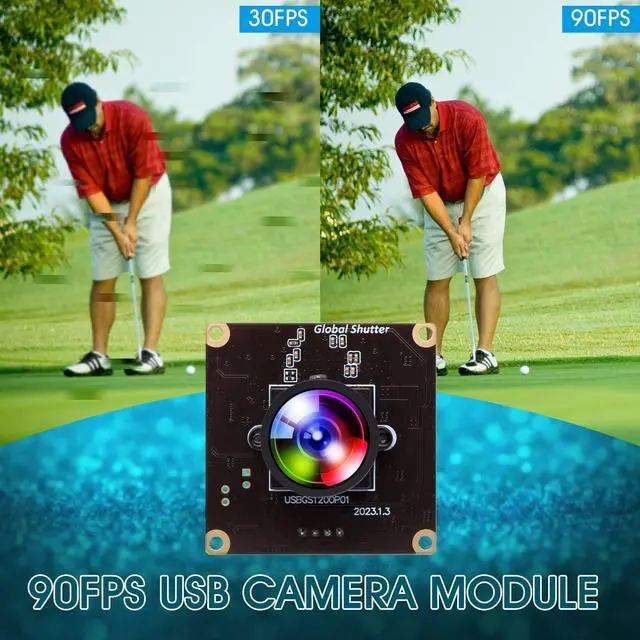Alt view image 3 of 5 - IFWATER Global Shutter USB Camera 90fps High Speed Cam Module 120 Degree No Distortion Lens 1200P Golf Swing Industrial Embedded for Computer Jetson Nano Laptop Raspberry Pi