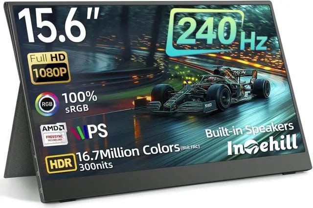 Main image of Intehill 240Hz Portable Gaming Monitor, A+ Grade Fast IPS LCD 15.6 Portable Monitor, AMD FreeSync, 2ms Response, FHD 1080p sRGB 100% HDR Monitor Portable, Aluminum Body, Dual USB-C and Mini HDMI.