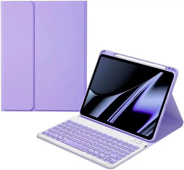 Main image of AnMengXinLing Keyboard Case for iPad 10.2" 9th 8th 7th Generation, Magnetically Detachable Wireless Keyboard with Pencil Holder for 10.2inch iPad 9/iPad8/iPad7/Air3/Pro10.5, Purple