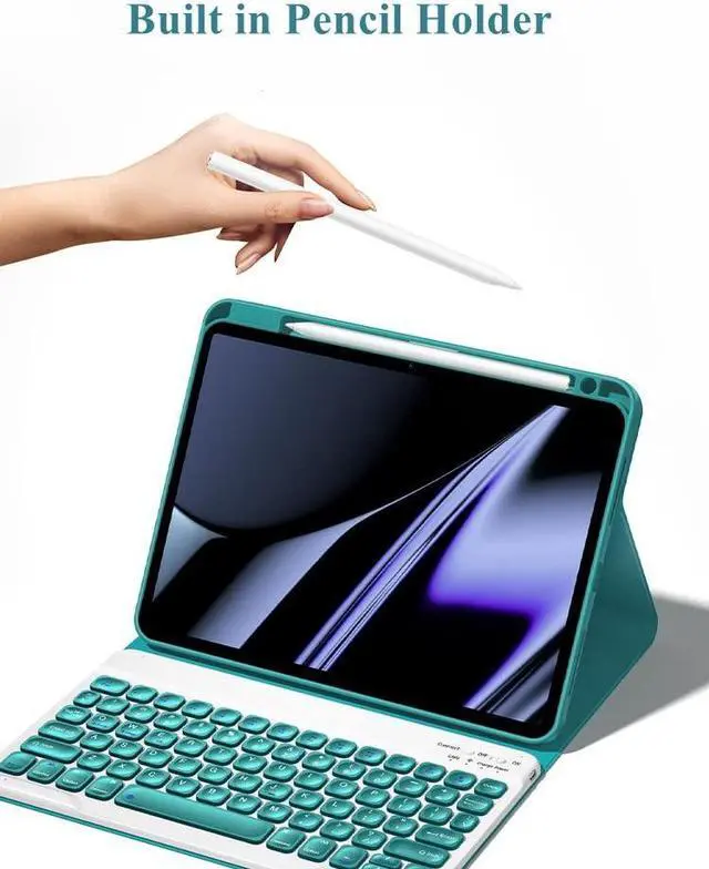 Alt view image 3 of 5 - AnMengXinLing Keyboard Case for iPad 10.2" 9th 8th 7th Generation, Magnetically Detachable Wireless Keyboard with Pencil Holder for 10.2inch iPad 9/iPad8/iPad7/Air3/Pro10.5, Purple