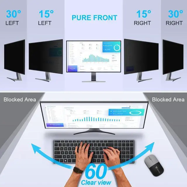 Alt view image 2 of 5 - JEAPKA [2-Pack] 23.6 Inch Privacy Screen for Monitor Computer Screen Privacy Filter for 16:9 Widescreen Monitor Desktop PC Monitor Privacy Film Monitor Privacy Shield and Anti-Glare Protector