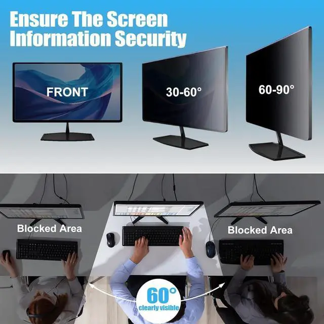 Alt view image 2 of 5 - JQZWXX Acrylic Computer Privacy Screen Filter High Clarity Anti Glare Monitor Protector Anti-UV Anti-Blue Light Anti-Scratch 22-27 Inch Protector Film - Hanging Type Traceless / 22Inch/490x317mm