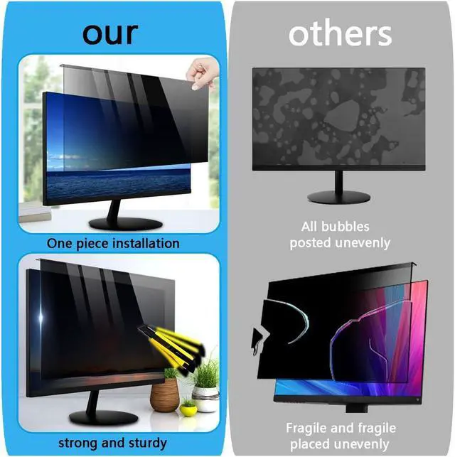 Alt view image 4 of 5 - JQZWXX Acrylic Computer Privacy Screen Filter High Clarity Anti Glare Monitor Protector Anti-UV Anti-Blue Light Anti-Scratch 22-27 Inch Protector Film - Hanging Type Traceless / 22Inch/490x317mm