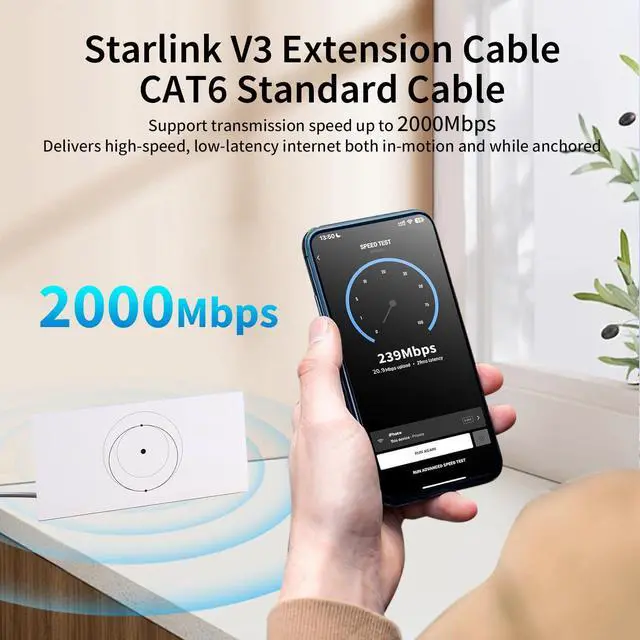 Alt view image 4 of 5 - JOSTART Starlink Gen 3 Cable 75FT/23M,Starlink Replacement Cable for Starlink Standard V3 Dish/Starlink Extension Cable Internet Kit Satellite Starlink Accessories - Waterproof Grey