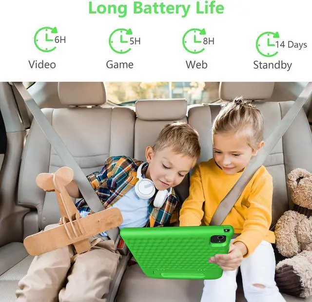 Alt view image 4 of 5 - JREN Tablet for Kids10 Inch Kids Tablet Android 14Octa-core64GBWiFi BluetoothParental ControlChildren ContentChildren Toddler Green