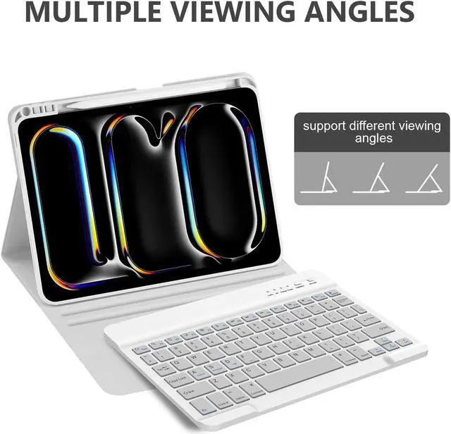 Alt view image 4 of 5 - KBCASE Keyboard Case for iPad Pro 11-inch (M4) 2024, Detachable Bluetooth Keyboard Case with Pencil Holder for iPad Pro 11 inch 2024 (Gray)