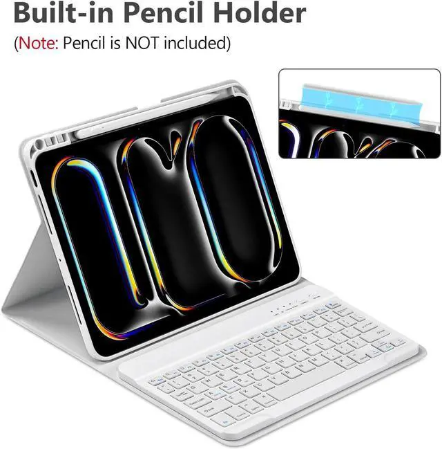 Alt view image 5 of 5 - KBCASE Keyboard Case for iPad Pro 11-inch (M4) 2024, Detachable Bluetooth Keyboard Case with Pencil Holder for iPad Pro 11 inch 2024 (Gray)