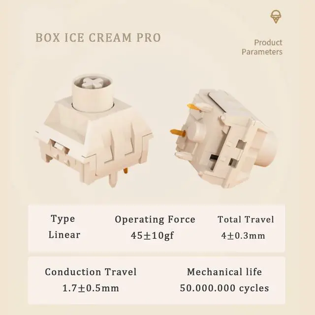 Alt view image 2 of 5 - Kailh Box Ice Cream Pro Linear Keyboard Switch,5-pin RGB SMD 45gf All POM Material Pre-Lubricated Switches,for Mechanical Gaming Keyboard(Ice Cream PRO,72Pcs)