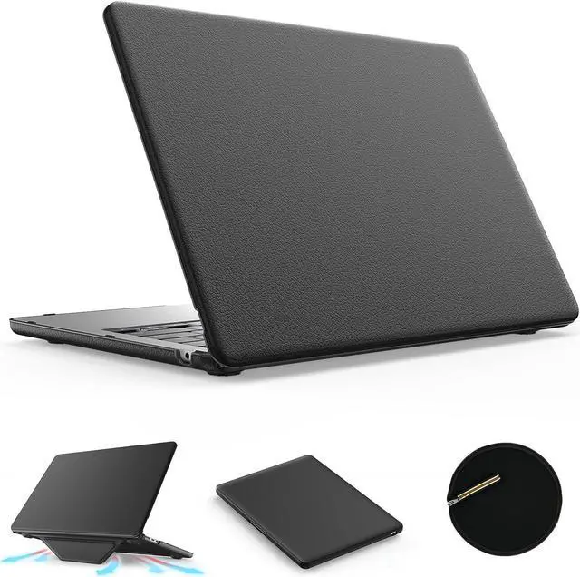 Main image of KAIJIAbox Case for MacBook Air 13.6 Inch M3 A3113 M2 A2681 2025 2024 2022,Foldable Stand&Mouse Pad&Bag&Anti-Slip Plastic+PU Leather 2-in-1 Hard Shell Protective Cover for MacBook Air 13.6 Inch(Black)