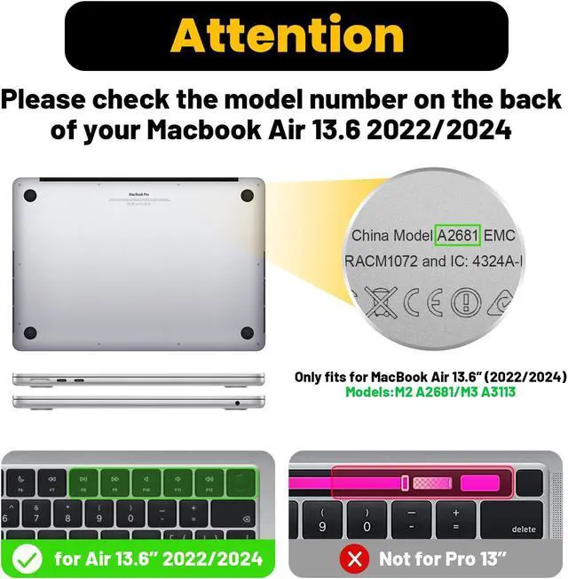 Alt view image 2 of 5 - KAIJIAbox Case for MacBook Air 13.6 Inch M3 A3113 M2 A2681 2025 2024 2022,Foldable Stand&Mouse Pad&Bag&Anti-Slip Plastic+PU Leather 2-in-1 Hard Shell Protective Cover for MacBook Air 13.6 Inch(Black)
