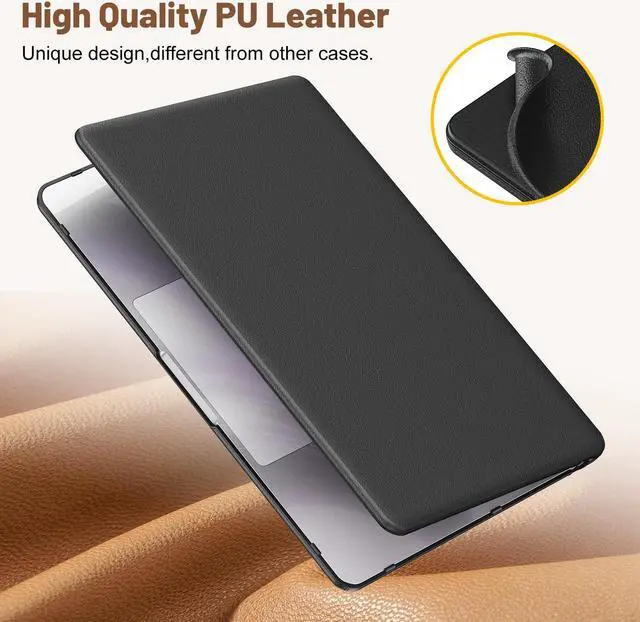 Alt view image 4 of 5 - KAIJIAbox Case for MacBook Air 13.6 Inch M3 A3113 M2 A2681 2025 2024 2022,Foldable Stand&Mouse Pad&Bag&Anti-Slip Plastic+PU Leather 2-in-1 Hard Shell Protective Cover for MacBook Air 13.6 Inch(Black)