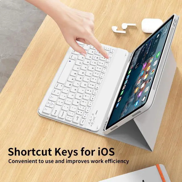 Alt view image 3 of 5 - kenke for iPad 10th Generation Case with Keyboard (10.9 Inch, 2022), Magnetically Detachable Wireless Bluetooth Keyboard, Folio Keyboard Case with Pencil Holder for iPad 10th Generation, Gray