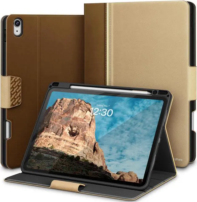 Main image of KingBlanc Case for iPad Air 11-inch 2024 (M2) 6th Generation, iPad Air 5th/4th Generation 10.9" (2022/2020) with Pencil Holder, PU Leather Smart Cover, Auto Wake/Sleep, Multi-Angle Viewing, Beige