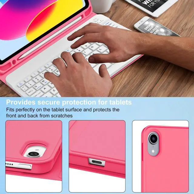 Alt view image 5 of 5 - KVAGO Keyboard Case for iPad (A16) 11th Generation, Smart Stand Folio Keyboard Cover with Pencil Holder for iPad 11-inch A16 2025 10th Gen 10.9 Inch 2022, Detachable Bluetooth Keyboard (Red)